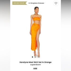 Superdown Karolyna Maxi Skirt Set in Orange